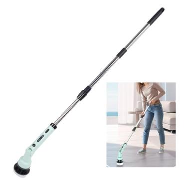 Imagem de HURRISE Lavador de Rotação Elétrica, Limpador de Chuveiro Sem Fio Com Alça de Extensão Ajustável e 3 Velocidades, 9 Cabeças de Escova Substituível para Banheira, Piso, Parede, Cozinha (Verde)