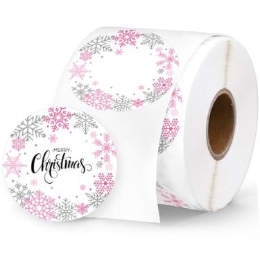 Imagem de Whaline Etiquetas térmicas diretas de inverno para o Natal, rosa, prata, floco de neve, decalques para impressora autoadesiva, para Natal, férias, faça você mesmo, nome de vela, logotipo, design, 500