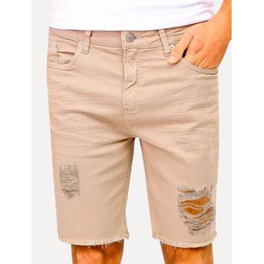 Imagem de Bermuda Calvin Klein Jeans Destroyed Label Cáqui Claro, 40