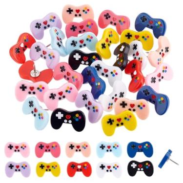 Imagem de PH Pandahall 30 peças, 10 cores, acessórios de quadro de cortiça, para videogame, tachinhas fofas para quadro de cortiça, tachinhas coloridas para polegar, tachinhas decorativas para quadro de cortiça