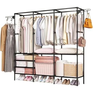 Imagem de Arara Cabideiro Para Roupa Triplo Cabides Sapateira Multiuso (Preto)