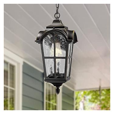 Imagem de Lustre moderno retrô europeu luminária pendente externa, lustre vintage externo lanterna suspensa, luminária suspensa de teto para vila pátio gazebo corredor varanda varanda jardim lâmpada s