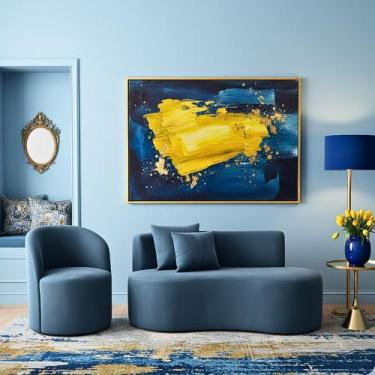 Imagem de Conjunto 01 Poltrona + Sofá Curvo Orgânico Nature Gaia Suede Azul Roya