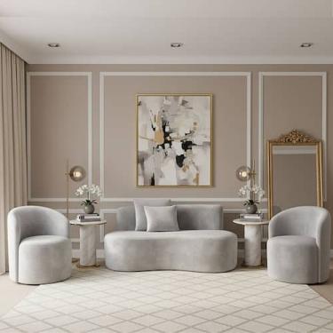 Imagem de Conjunto Decorativo 02 Poltronas + Sofá Curvo Orgânico Nature Gaia Vel