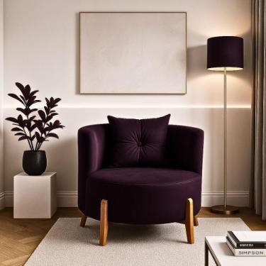 Imagem de Poltrona Orgânica Curva Luna Veludo Roxo - Montanaris Decor - MD MONTA