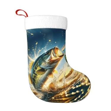 Imagem de Navuxu Meia de Natal personalizada estampada com boca grande de 45,7 cm para decorações de festa de Natal, decoração de lareira