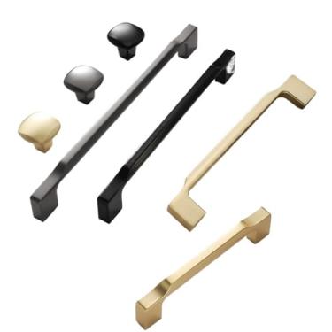 Imagem de Puxadores de porta de liga de zinco ouro preto puxadores de armário de cozinha puxadores de gaveta sólidos puxadores de móveis modernos ferragens 2 peças (preto-96 mm)