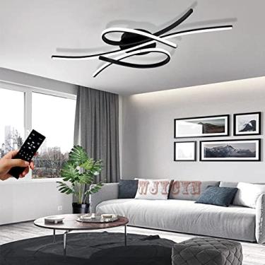 Imagem de Luminária de teto LED regulável, luminária de teto preta moderna, luminária de sala, luminária de teto com controle remoto, iluminação de teto para sala de estar, cozinha, escritório, escrit