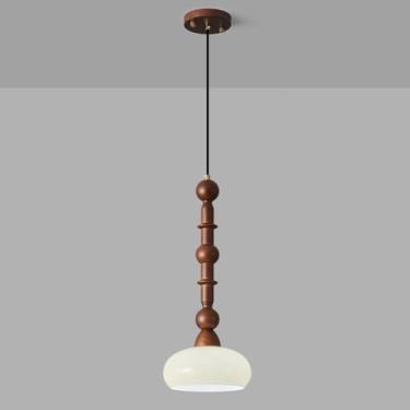 Imagem de YQSLQZZ Lustre de cabeceira Chambord francês com sombra de vidro vintage sala de jantar cozinha ilha luminária pendente, iluminação decorativa de teto com altura ajustável, luzes de teto