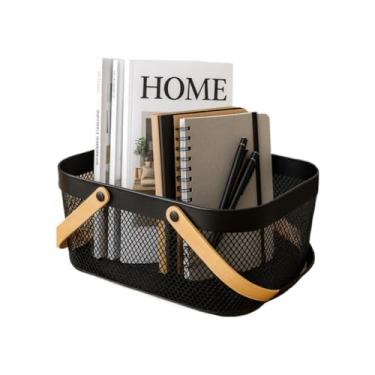 Imagem de Cesto Organizador Fruteira Multiuso Utensílios Quarto Cozinha Lavanderia(33,5x24,5x13cm (M),Preto)