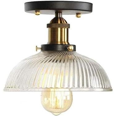 Imagem de Luminárias De Teto Modernas De Fazenda Pretas Flush Mount Corredor Luz De Teto De Vidro Rústico Com Nervuras De Vidro Rústico Para Banheiro Cozinha Lavanderia