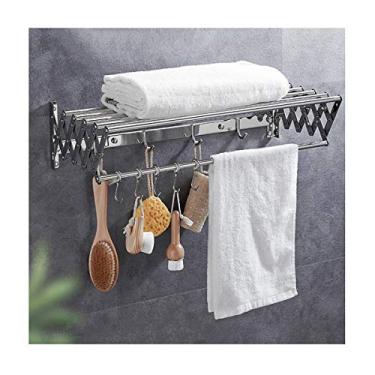Imagem de Toalheiro para toalha dobrável em aço inoxidável suporte de parede escorredor não ocupa espaço multifuncional polido extensível/60 cm (60 cm)