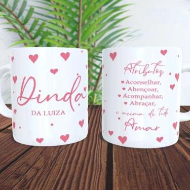 Imagem de Caneca Dinda e Dindo Personalizada Com Nome Para Presente Convite Madr