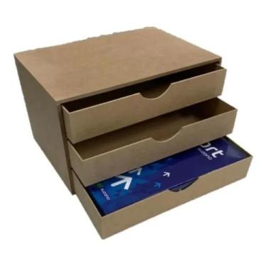Imagem de Gaveteiro Organizador 3 Gavetas Em Mdf Porta Papel Mesa - Ana Decor 