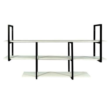 Imagem de Estante Industrial Suspensa Parede Ferro E Madeira Casa - Metal decore