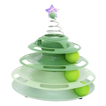 Imagem de AYNEFY Rolo do Brinquedo do Gato, Brinquedo Interativo da Trilha da Plataforma Giratória de 3 Níveis para Bater e Perseguir, Material Durável Pp, Perfeito para o Jogo Interno Gato (Tipo 1)