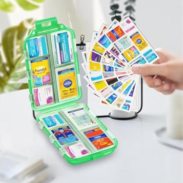 Imagem de Organizador de comprimidos com etiquetas de medicamentos, caixa de comprimidos de viagem, estojo pequeno para uso diário, organizador de comprimidos de 7 dias para suplementos de óleo de peixe