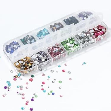 Imagem de Strass 12 cores cristal decoração strass pingentes de unhas e pedras preciosas diamantes strass joias para artesanato unhas DIY arte roupas sapatos maquiagem