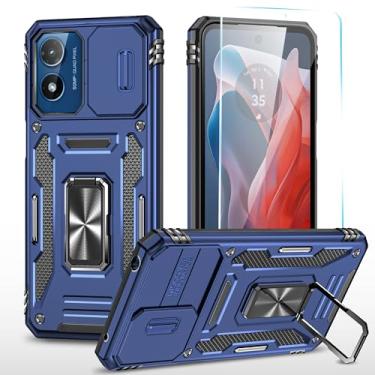 Imagem de SunStory Capa de celular para Motorola Moto G Play 2024 com protetor de tela HD, capa de câmera deslizante e suporte, Moto G Play 4G 2024 [grau militar] capa de telefone para Moto G Play 2024 (Z_Blue)