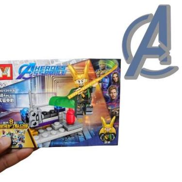 Imagem de Kit Blocos de Montar SuperHeróis ou Unidade  8 Personagens Cenário Com