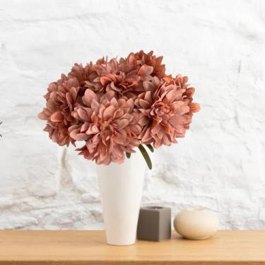 Imagem de Kit 12 hastes Flor de Dalia Flores Artificiais preço de Atacado p/ pai