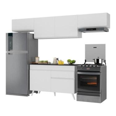 Imagem de Armário De Cozinha Compacta 260cm Veneza Multimóveis V3697 Branco Bran