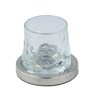 Imagem de Copo de Vidro Para Whisky Cristal Giratório 150ml com Base de Aço Inox