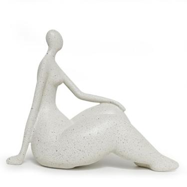 Imagem de qumHmup Modern Abstract Resin Lady Figurine - Elegant Home Office Decor Sculpture, White Glossy Glaze Abstract Art Ornament, Stylish Interior Accent