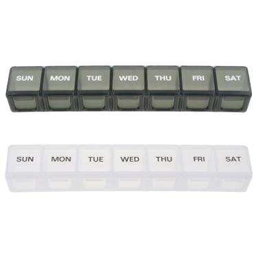 Imagem de Organizador semanal portátil de comprimidos com 7 compartimentos, caixa de remédios para viagem, recipiente pequeno de armazenamento de medicamentos com trava para vitaminas e suplementos
