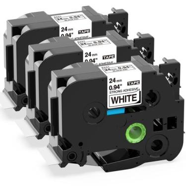 Imagem de Etiqueta KINGDOM TZe-S251 24 mm preta sobre branco, pacote com 3 - Lab