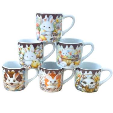 Imagem de Jogo de 6 Canecas Xícaras de Porcelana 100ml para Páscoa - Antilope De