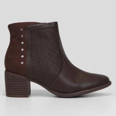 Imagem de Bota Comfortflex Textura Cano Baixo Feminina, 34, Marrom