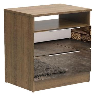 Imagem de Mesa de Cabeceira com 2 Gavetas e Espelho Rustic Madesa