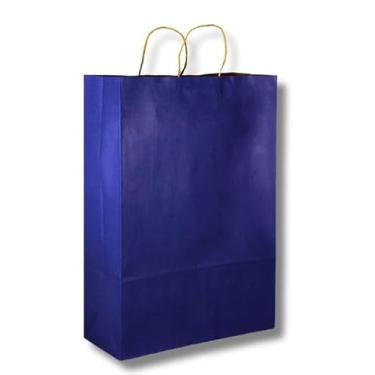 Imagem de Sacola De Papel Kraft Colorida Com Alça Para Presente Delivery - Embalagem para Presentes (Azul, M-10 Unidades)