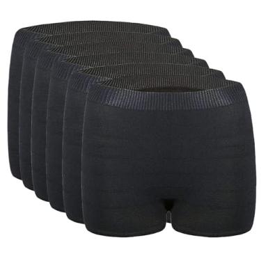 Imagem de Calcinha feminina descartável de malha sem costura pós-parto com cesariana natural, pós-recuperação cirúrgica, lavável, preta (pacote com 6), Preto, 3X-Large