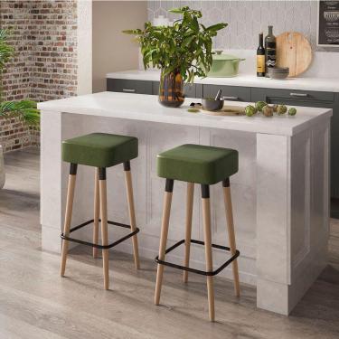 Imagem de Kit 2 Banquetas Altas Estofadas Manila 70Cm Verde - Adz