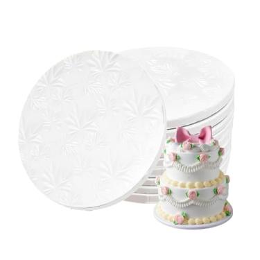 Imagem de Packpal Tábuas de bolo redondas e tambores de bolo de 30,5 cm, pacote com 10 unidades de papelão ondulado branco para festas de várias camadas, aniversário, casamento, bolos pesados, entrega de 1,27