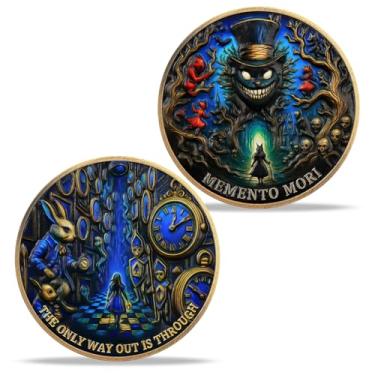 Imagem de Imasoner Memento Mori Coin – Gothic Skull and Clock Token with Quote, Inspirational Pocket Coin for Reflection and Mindfulness