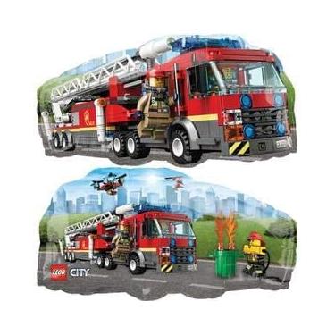 Imagem de Anagram Balão de alumínio de caminhão de bombeiros LEGO City de 73,66 cm, multicolorido