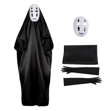 Imagem de Todoroki Shoto No Face Man Kaonashi Fantasias Cosplay Conjunto completo de fantasia com máscara + roupas + luvas (preto, 2GG)