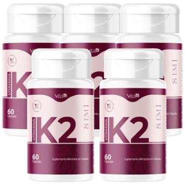 Imagem de 05 Frascos Vita K2 – Colágeno Vitamina K2 | Saúde da Pele | Antienvelhecimento Facial | Anti-Rugas