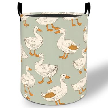 Imagem de Cesto de roupa suja fofo de pato, 50 x 40 cm, balde de armazenamento de roupas Oxford dobrável à prova d'água para quarto, banheiro, quarto, berçário, organizador de brinquedos, presentes para