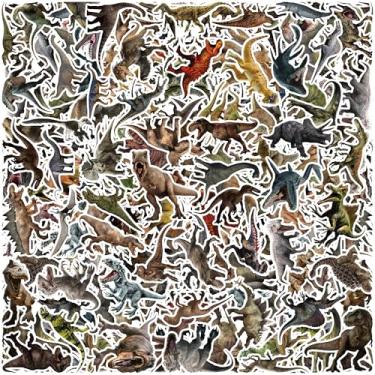 Imagem de Adesivos de dinossauro 200 peças Tiranossauro rex adesivo para adolescentes, adesivo de animal à prova d'água decoração para festa temática de dinossauro, conjunto de palito de alossauro de vinil