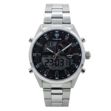 Imagem de Relógio Masculino de Aço Tuguir AnaDigi Infinity GCS-1265 Prata e Preto-Masculino