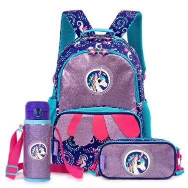 Imagem de Conjunto Infantil 3 Peças Ayris Garrafa Inox Mochila Estojo Milk&Moo