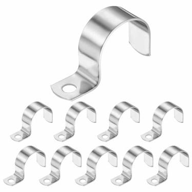 Imagem de HARFINGTON Alça de tubo de 1-5/8 polegadas, clipe de conduíte de aço inoxidável 304, 10 peças, braçadeira de alça de furo único para fixação de cabo de tubo de tubo (42 mm, prata)