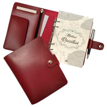 Imagem de Agenda Minhas Receitas 195-R Personalizada Raffai Couros (Vermelho)