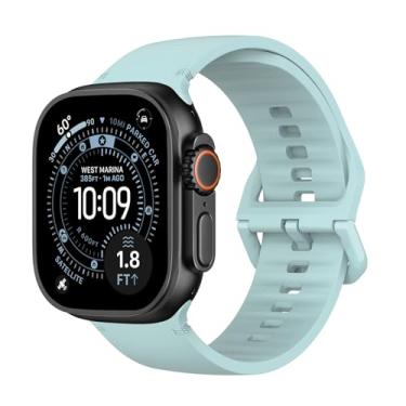 Imagem de MoKo Pulseira de relógio esportivo compatível com Apple Watch Ultra 3/2/1 de 49 mm, S11/S10 46 mm, 9/8/7 45 mm, SE3/SE2/SE/6/5/4 de 44 mm, 3/2/1 de 42 mm, sem lacunas de silicone, respirável para
