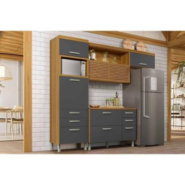 Imagem de Cozinha Modulada Completa Princesa 3 Peças (1aéreo+1balcão+1paneleiro) C3p20 Freijo-grafite - Nesher