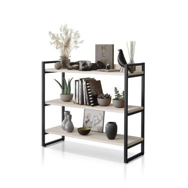 Imagem de Aparador Milão Com 3 Prateleiras Klm Móveis Preto Com Off White